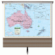 Primary Continent Wall Map Set on Roller w/ Backboard; 7-Maps